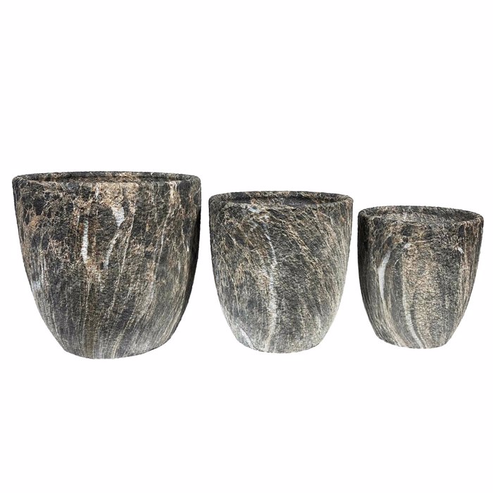 Liberta-Maison Rocky Gastra Set 3Tmx 30x30x31cm Keramiko Anthraki Bez 032402