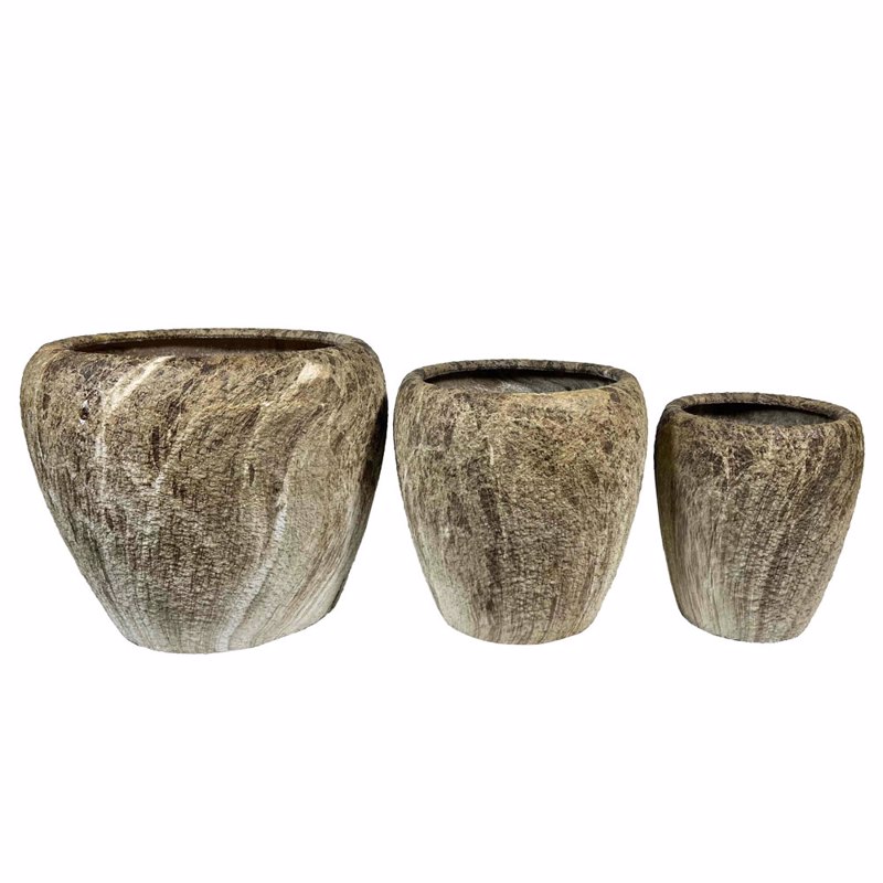 Liberta - Maison NANGA Σετ των 3 Γλάστρα Κεραμική Μπεζ/Καφέ Φ42x35cm 032409