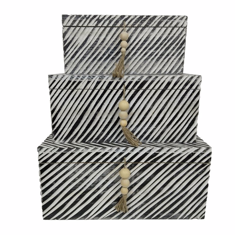 Liberta-Maison Ronan Κουτί Αποθήκευσης Set 3τμχ 64x44x30cm Ξύλο Καφέ Μπεζ 032596