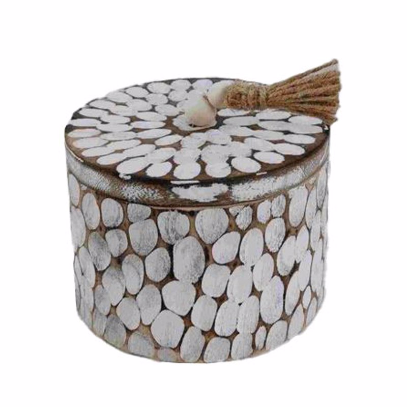 Liberta-Maison AMAR Κουτί Αποθήκευσης 16x16x12cm Ξύλο Καφέ Λευκό 032634