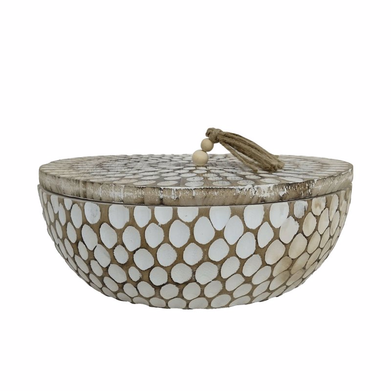 Liberta-Maison Amar Κουτί Αποθήκευσης 34x34x12cm Ξύλο Καφέ Λευκό 032635