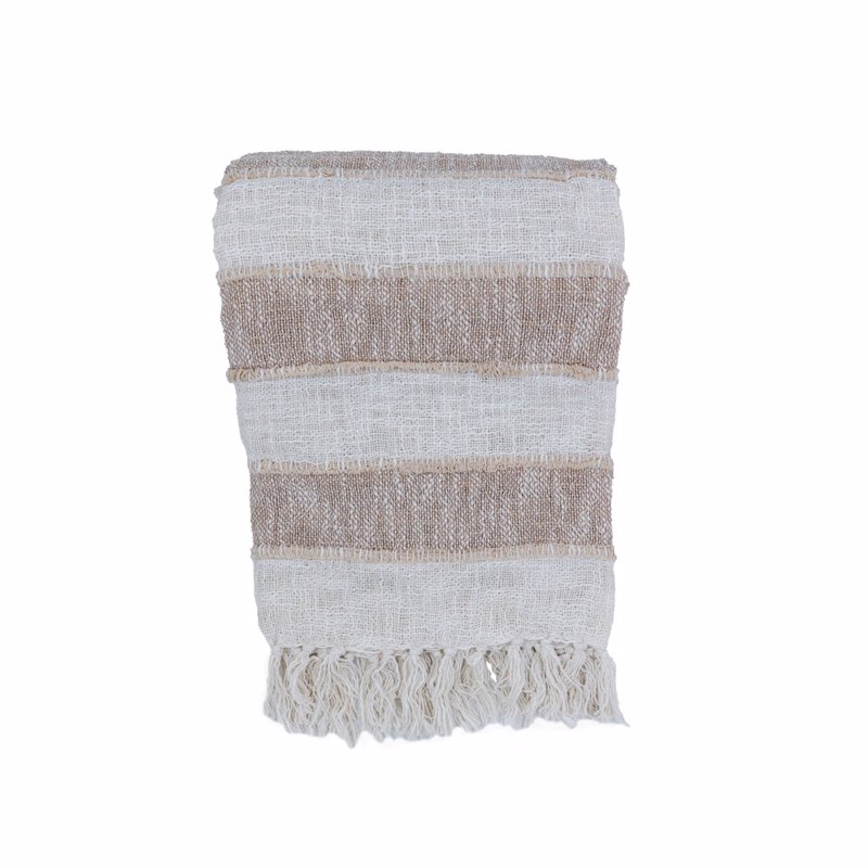 Liberta - Maison SUNIL Ριχτάρι Ύφασμα Μπεζ/Λευκό 130x170cm 032834