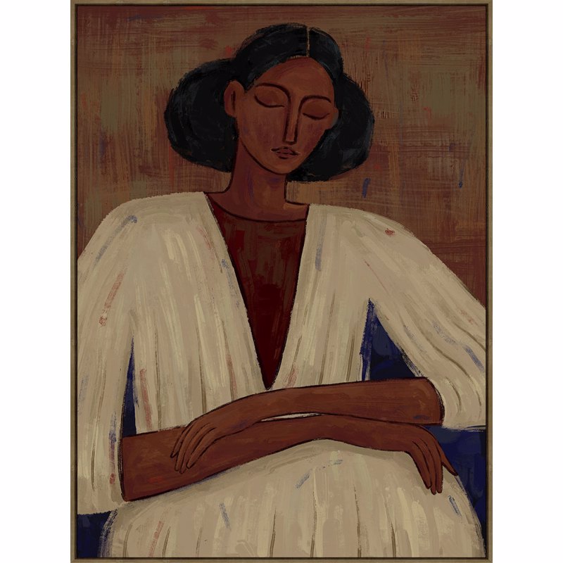 Liberta-Maison Pensiero Πίνακας Διακοσμητικός με Κορνίζα 90x120x4cm Καμβάς Καφέ Πολύχρωμο Ξύλο Φυσικό 033182