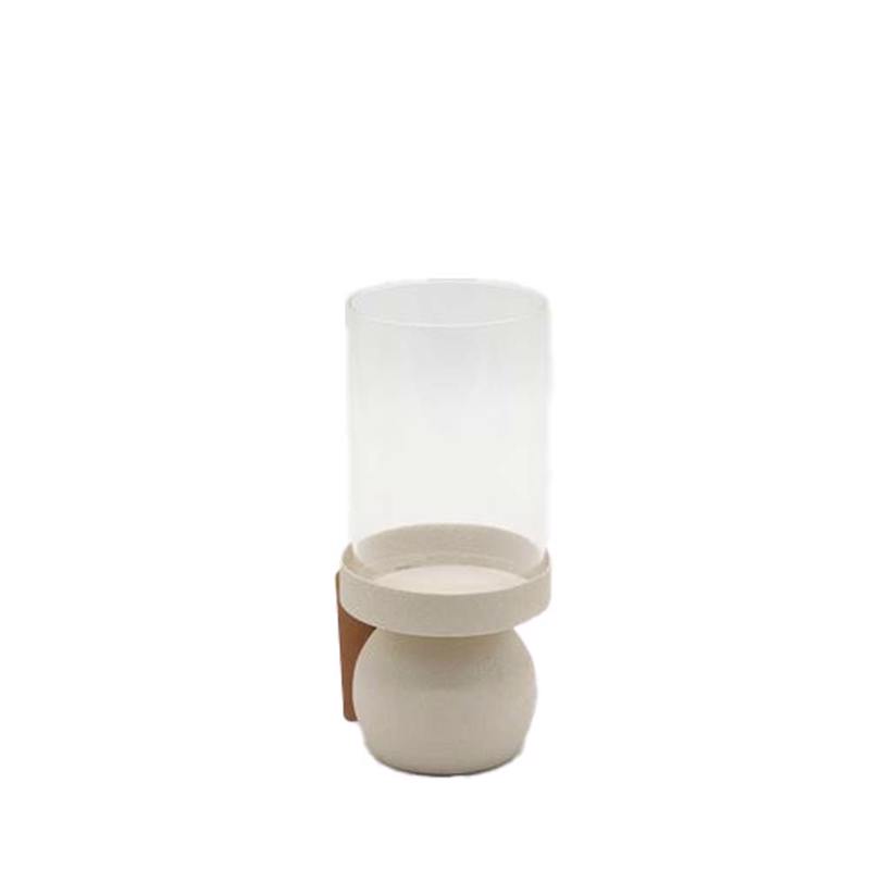 Liberta - Maison VELA Κηροπήγιο Μεταλλικό Μπεζ με Γυαλί