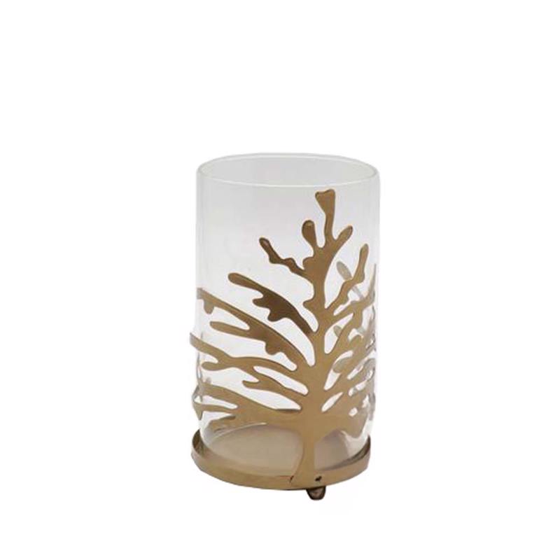 Liberta-Maison EMBER Βαση Ρεσω 9x9x14cm Μεταλλο Χρυσό Μεταλλικο Γυαλί 033228