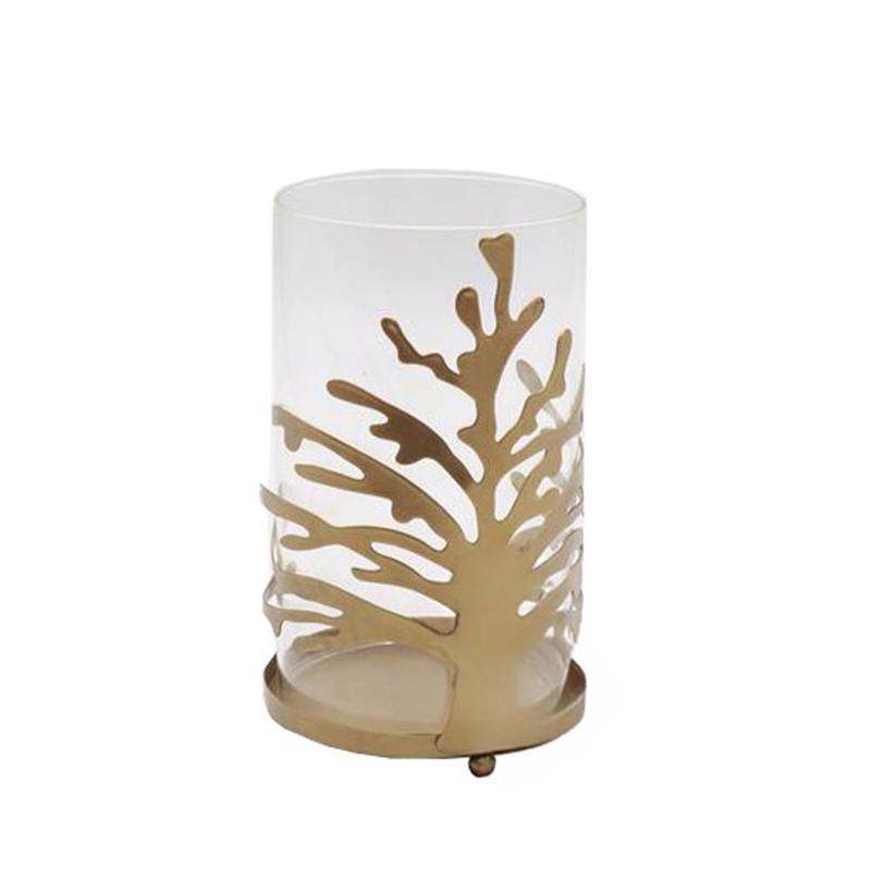 Liberta-Maison EMBER Βαση Ρεσω 11x11x16cm Μεταλλο Χρυσό Μεταλλικο Γυαλί 033229