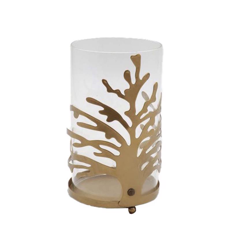 Liberta-Maison EMBER Βαση Ρεσω 13x13x21cm Μεταλλο Χρυσό Μεταλλικο Γυαλί 033230