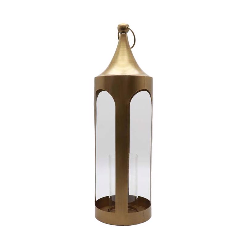 Liberta-Maison Lum Φανάρι Ρεσώ 19x19x64cm Μέταλλο Χρυσό Μεταλλικό Γυαλί 033232