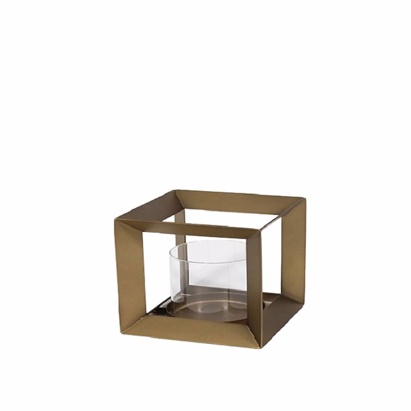 Liberta-Maison Escape Διακοσμητικό Κηροπήγιο 18x18x18cm Μέταλλο Χρυσό 033897