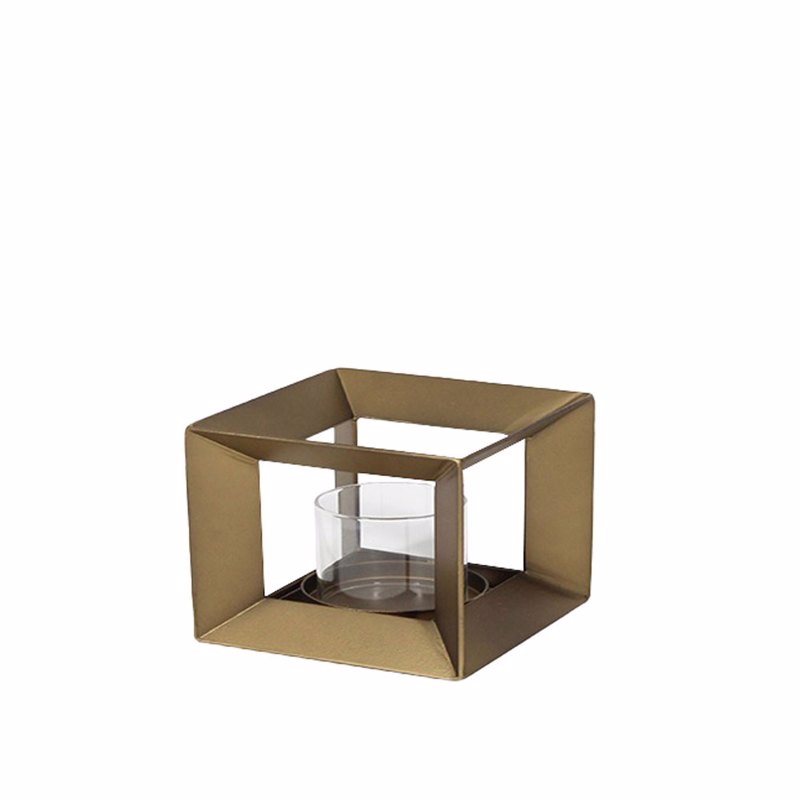Liberta-Maison Escape Διακοσμητικό Κηροπήγιο 12x12x12cm Μεταλλο Χρυσό 033898
