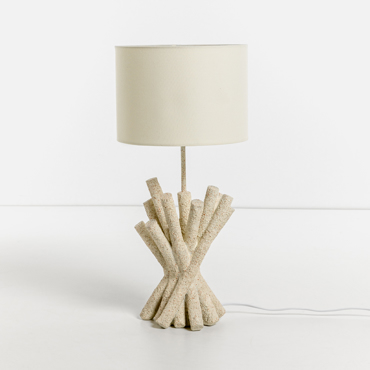 Liberta - Maison WOODLAND Επιτραπέζιο Φωτιστικό Polyresin Λευκό Ύφασμα Off White 26x26x54cm 034149