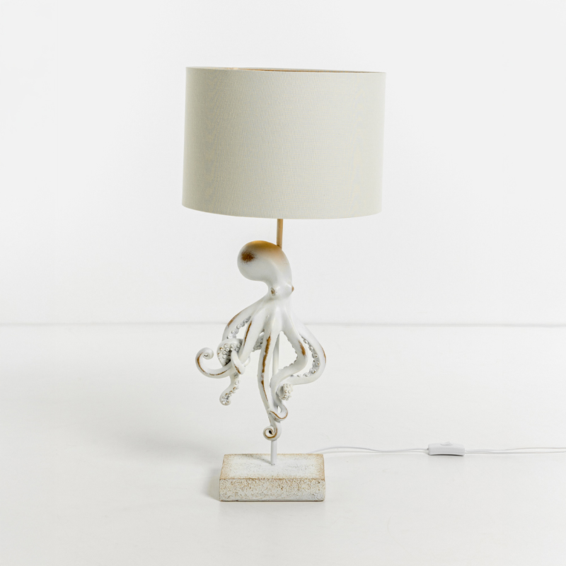 Liberta-Maison Octopus Φωτιστικό Επιτραπέζιο 30x30x66cm Polyresin Λευκό Ύφασμα Γκρι Λευκό 034150
