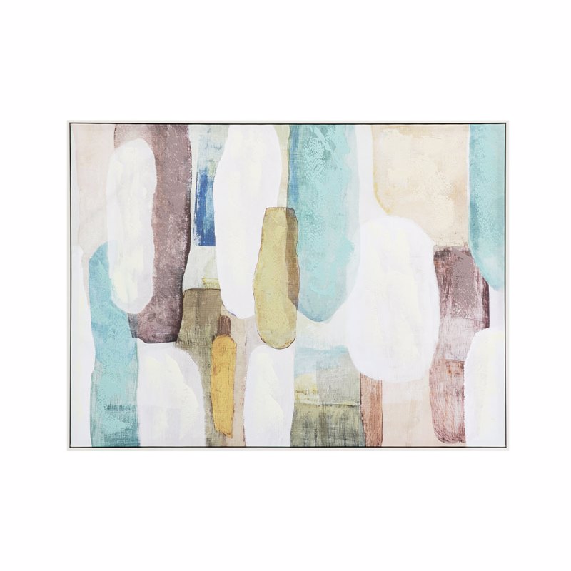 Liberta - Maison MINT AIR Πίνακας Καμβάς Πολύχρωμος με Ξύλινη Κορνίζα Λευκή 90x4x120cm 034231