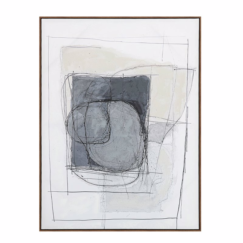 Liberta - Maison WOMB BEAUTY Πίνακας με Κορνίζα Καμβάς Μπλε Σκούρο/Γκρι-Μπεζ/Φυσικό 90x4x120cm 034247