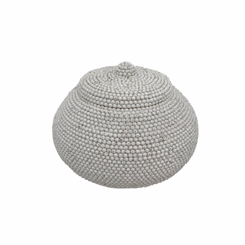 Liberta-Maison Rosary L Δοχείο Αποθήκευσης Με Καπάκι 21x21x17cm Polyresin Off White 034276
