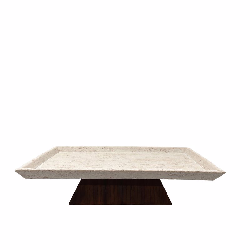 Liberta-Maison Travertino Δίσκος Διακόσμησης 40x22x10cm Polyresin Stone Καφέ Σκούρο 034288