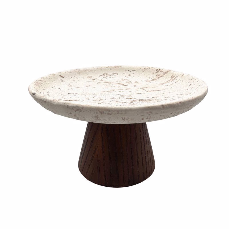 Liberta - Maison TRAVERTINO Δίσκος Polyresin Stone/Καφέ Σκούρο Φ22x13cm 034289