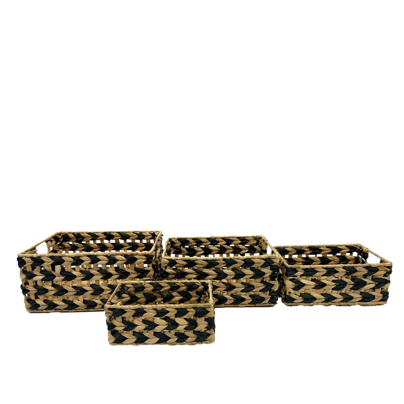 Liberta-Maison Romvus Καλαθι Set 4τμχ 36x28x17cm Υάκινθος Φυσικό Μαύρο 034315