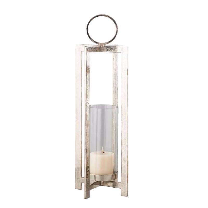 Liberta-Maison Beacon Light Φανάρι 25.5x25.5x78cm Αλουμίνιο Ασημί Γυαλι 034384