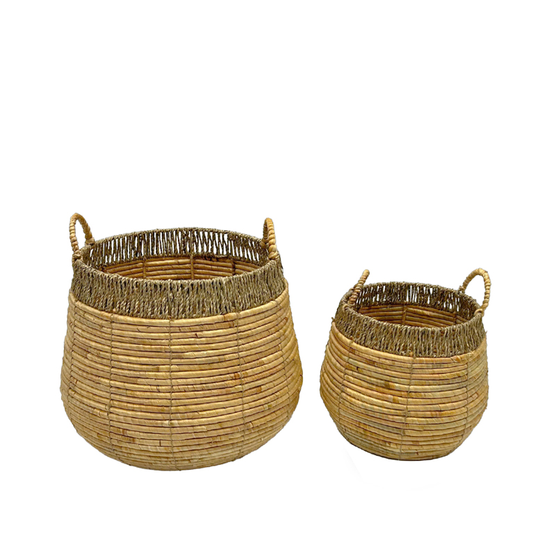 Liberta-Maison Raffia Καλάθι Υακινθου Set 2Τμχ 46x46x45cm Υακινθος Φυσικό 034547