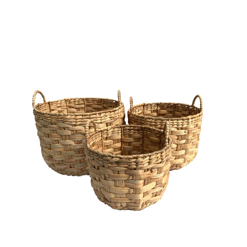 Liberta-Maison Panier Καλάθι Υακινθου Set 3Τμχ 38x38x34cm Υακινθος Φυσικό Άσπρο 034563