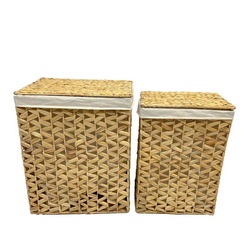 Liberta-Maison Osiera Καλάθι Υακινθου με Καπάκι Set 2Τμχ 45x35x55cm Υακινθος Φυσικό Ύφασμα 034581