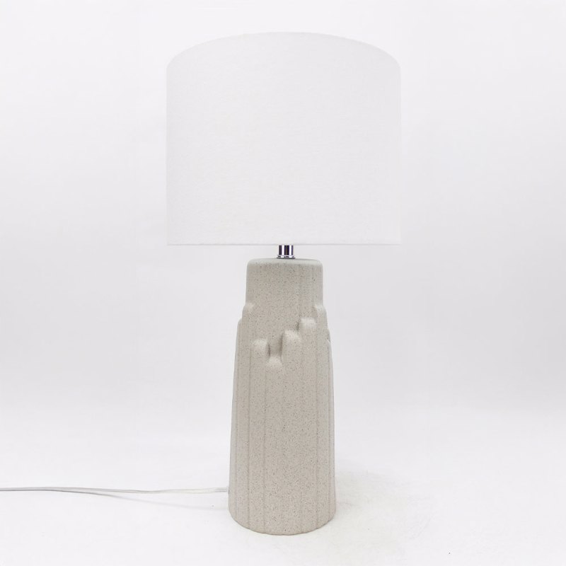 Liberta-Maison Tekton Φωτιστικό Επιτραπέζιο 25x25x50cm Κεραμικό Γκρι Λινό Λευκό 034596