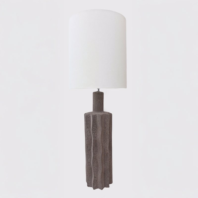 Liberta-Maison Egli Φωτιστικό Επιτραπέζιο 34x34x100cm Κεραμικό Γκρι Σκούρο Λινό Λευκό 034601