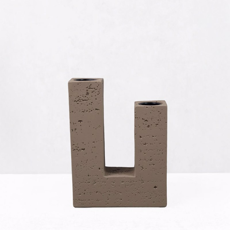 Liberta - Maison FLUX I Κηροπήγιο Resin Καφέ 12x4x16cm 