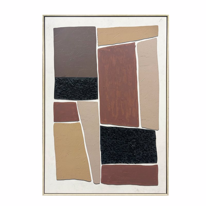 Liberta-Maison Fractal A Πίνακας Διακοσμητικός με Κορνίζα 80x120x4cm Καμβάς Μπεζ Καφέ Μαύρο PS 034673