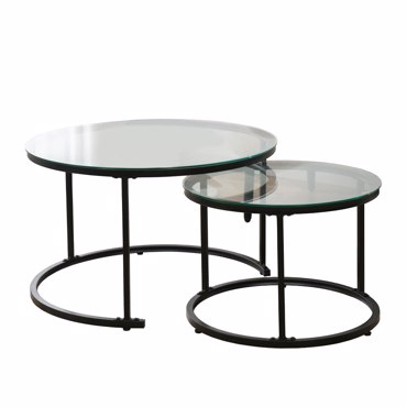 Liberta - Maison SOLAR Σετ των 2 Coffee Table Διάφανο/Μαύρο Φ75x45cm 04-0520