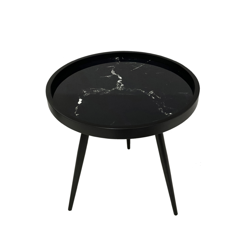 Liberta - Maison MARM Side Table Μαύρο με Pattern Φ49.5