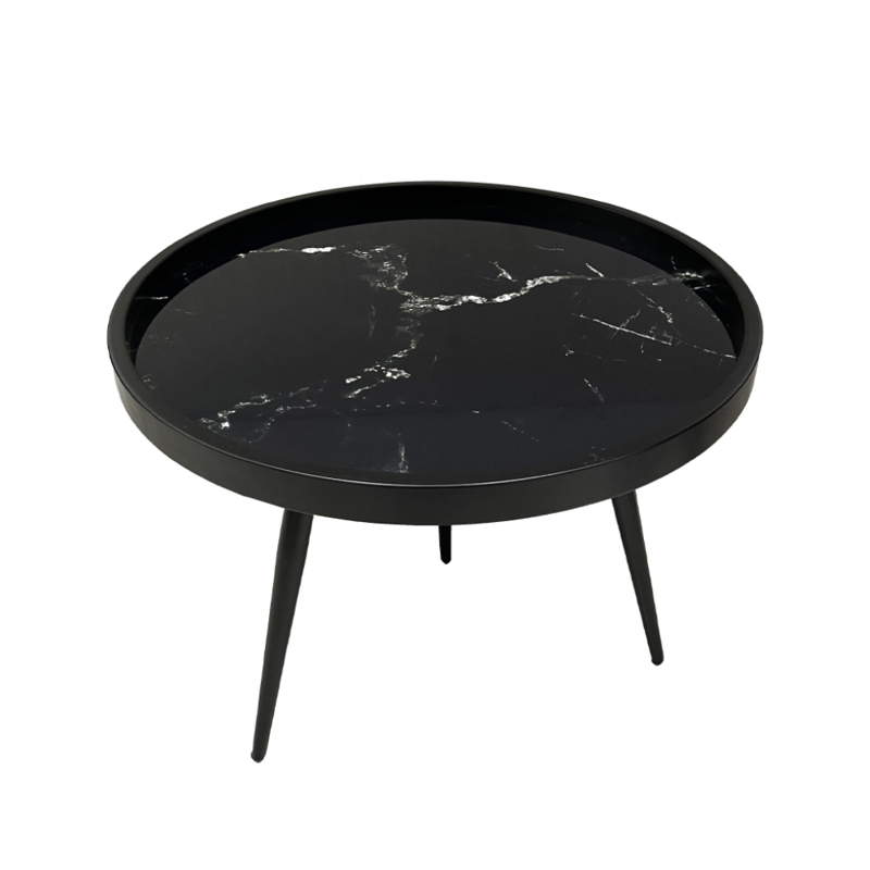 Liberta - Maison MARM Coffee Table Μαύρο με Pattern Φ60x45cm 04-0640