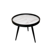 Liberta - Maison MARM Side Table MDF/Metalliko Lefko me Pattern/Mavro F49.5x52cm E1 04-0700