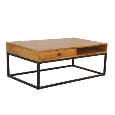 Liberta - Maison CASSETTO Coffee Table Καρυδί/Μαύρο με 1 Συρτάρι 100x60x40cm 04-0960