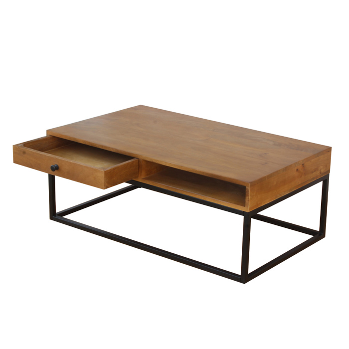 Liberta - Maison CASSETTO Coffee Table Καρυδί/Μαύρο με 1 Συρτάρι 100x60x40cm 04-0960 Liberta - Maison CASSETTO Coffee Table Karudi/Mavro me 1 Surtari 100x60x40cm 04-0960