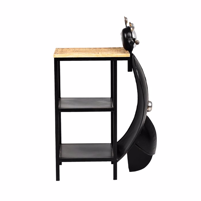 Liberta-Maison Mini Vespa Side Table Me Rafia Mavro Asimi Fusiko 61x45x85.5cm 04-0987