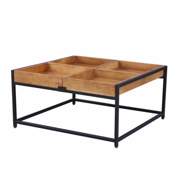 Liberta - Maison COMBO Coffee Table Καρυδί/Μαύρο 84x80x42cm 04-1044