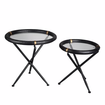 Liberta - Maison COLOMBO Σετ των 2 Side Table Μαύρο/Χρυσό Φ64x64cm 04-1108