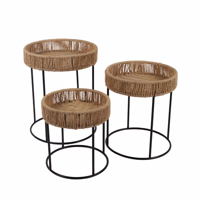 Liberta-Maison Thasos Coffee Table Set 3TEM Fusiko Mavro 40x40x51cm 04-1192