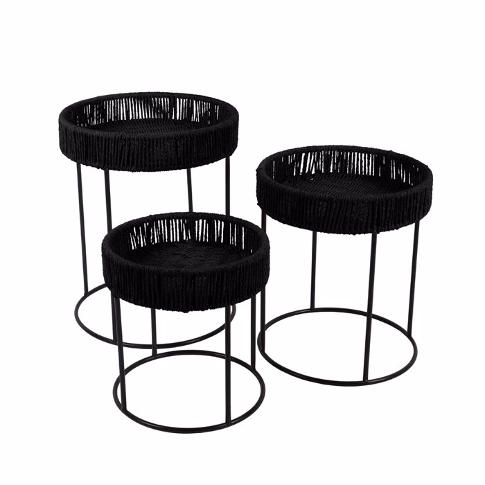 Liberta-Maison Thasos Coffee Table Set 3TEM Mavro 40x40x51cm 04-1193