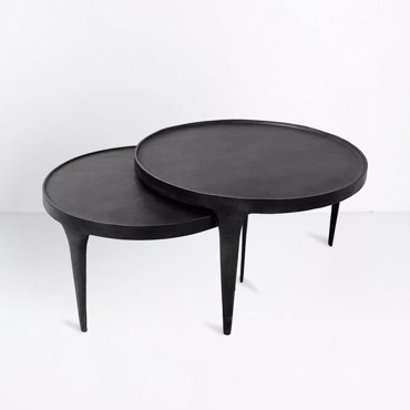 Liberta-Maison Ink Coffee Table Set 2ΤΕΜ Μαύρο 75x75x45.5cm 04-1195