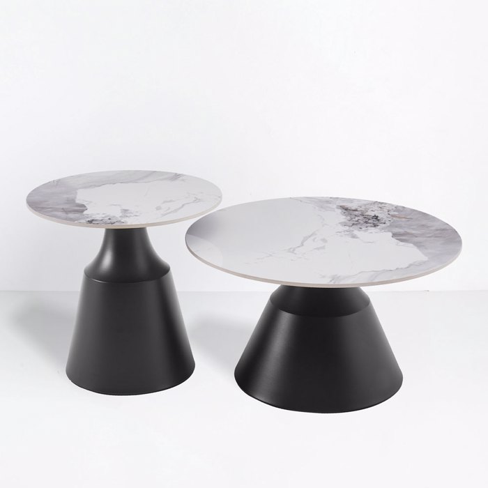 Liberta - Maison ATRIUM Set ton 2 Coffee Table Lefko me Opsi Marmarou/Mavro F70x38cm 04-1295