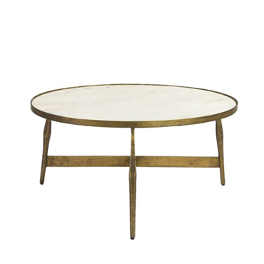 Liberta-Maison Blanche Coffee Table Λευκό Brass Antique 81x81x41cm 04-1312
