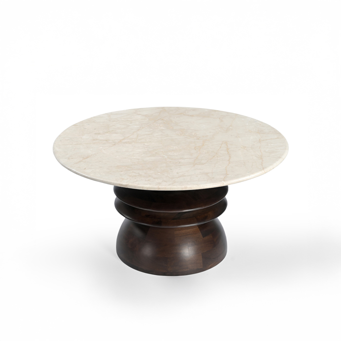 Liberta-Maison Beatle Coffee Table Kafe Skouro Beige Me Opsi Marmarou 80x80x40cm 04-1374