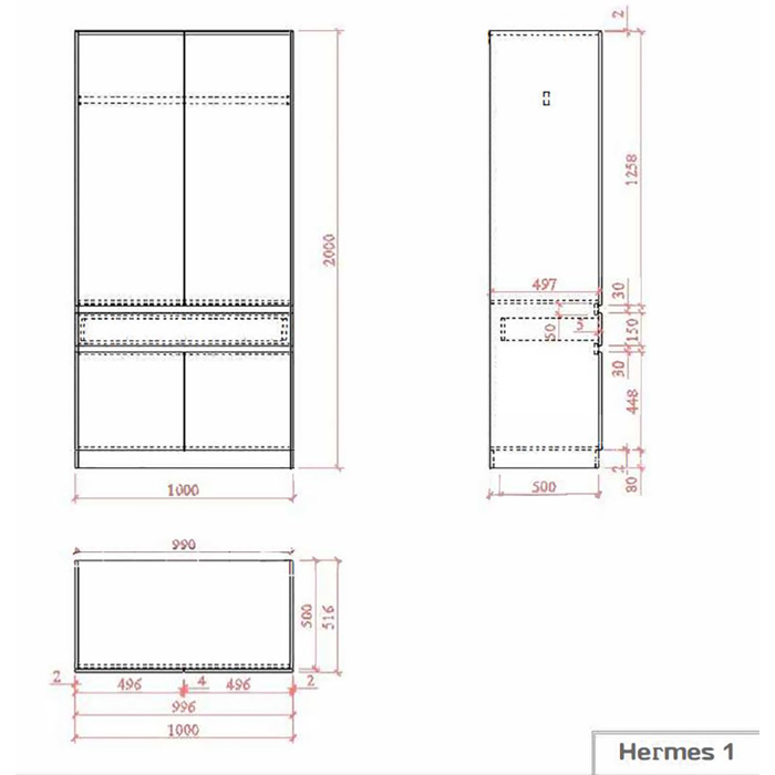 Liberta - Maison HERMES Ntoulapa me 2 Portes kai 1 Surtari Artisan Oak 100x52x200cm 06-0102