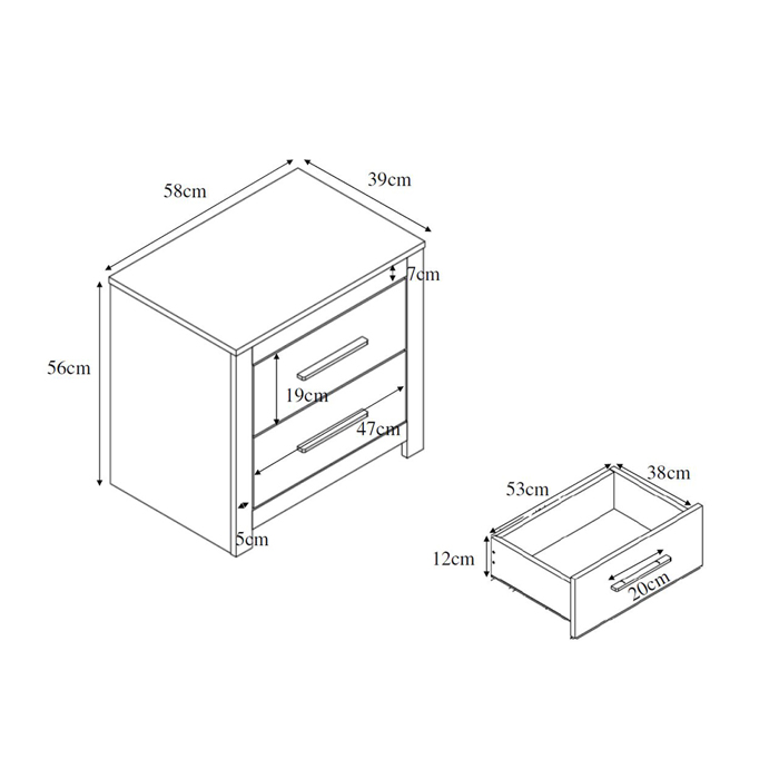 Liberta - Maison DODO Komodino Oak Skouro 58x39x56cm 09-0935