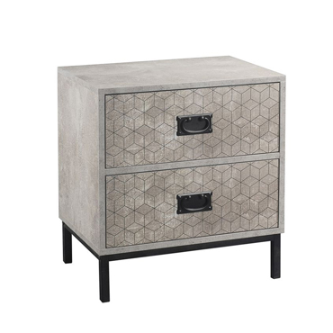 Liberta - Maison RUBIK Κομοδίνο με 2 Συρτάρια Cement Ανοιχτό με Pattern 50x35x55cm 09-0952