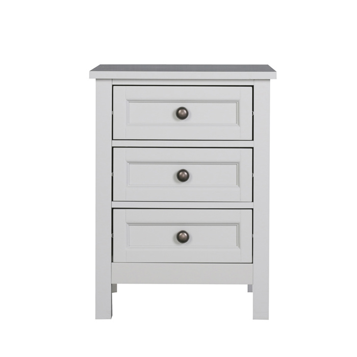 Liberta - Maison FRENCH Κομοδίνο Γκρι Ανοιχτό με 3 Συρτάρια 46x39.5x61.5cm 09-1446 Liberta - Maison FRENCH Komodino Ggri Anoixto me 3 Surtaria 46x39.5x61.5cm 09-1446