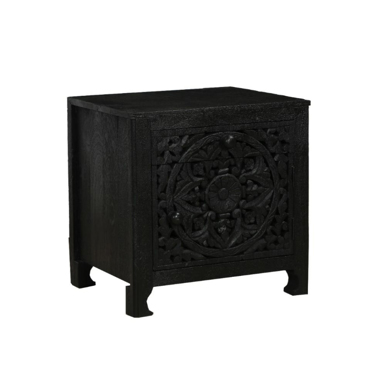 Liberta - Maison VOLCANO Κομοδίνο Μαύρο με 1 Πόρτα και 1 Συρτάρι 50x40x50cm 09-1488